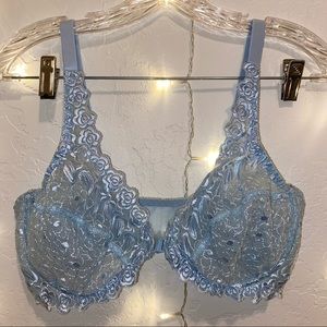 Blue Floral Lace Bra